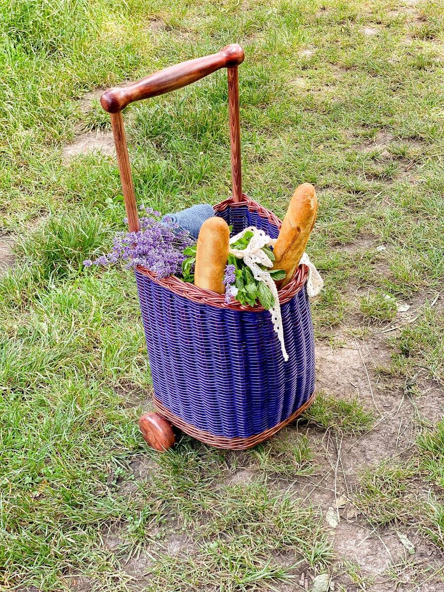 Wicker Trolley Wicker Shopping Trolley Wicker Shopping Cart Etsy
