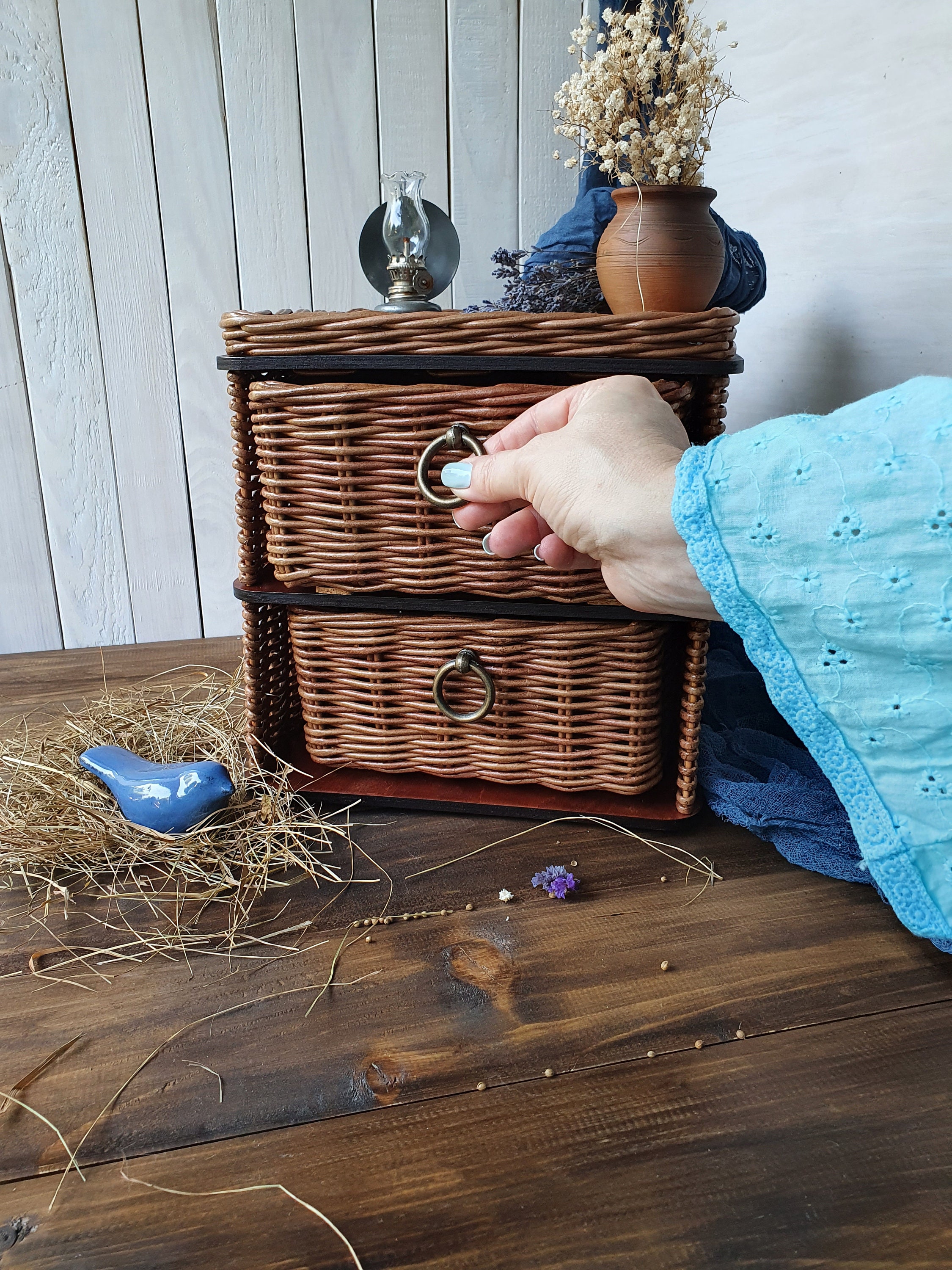 Wicker Storage Chest Chest of Drawers Modern Wicker Furniture Etsy