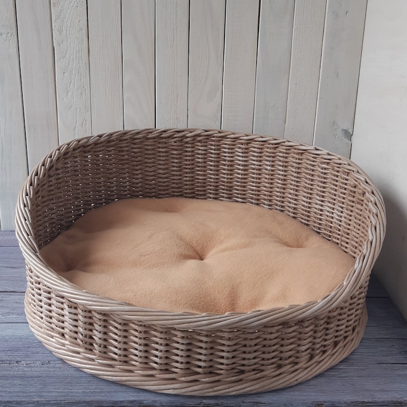 Wicker dog bed Modern pet bed with mat Personalized small dog Etsy