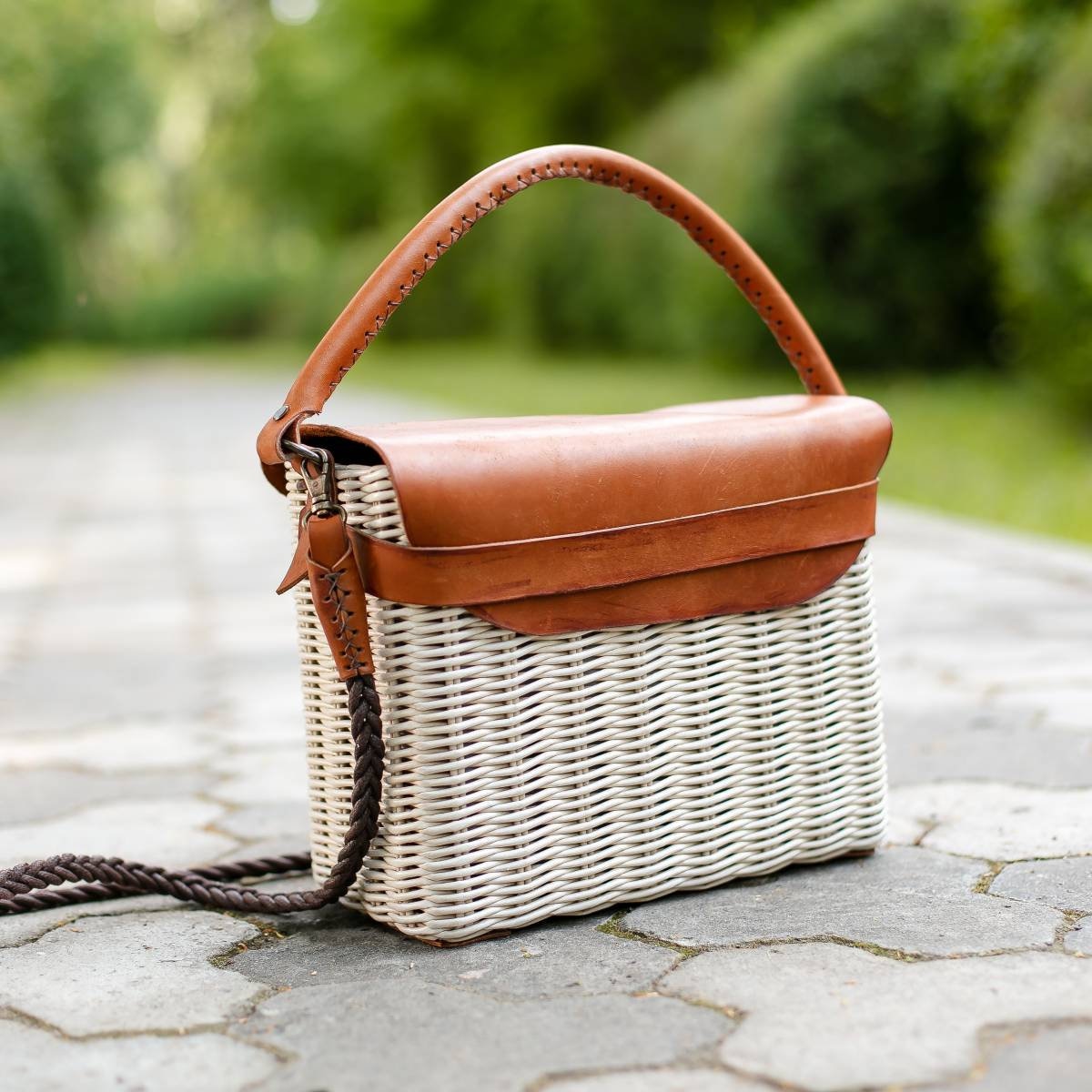 wicker leather bag