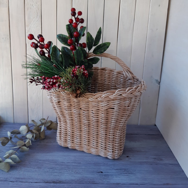 Wicker Door Basket Decorative Wall Hanging Basket Handwoven Etsy