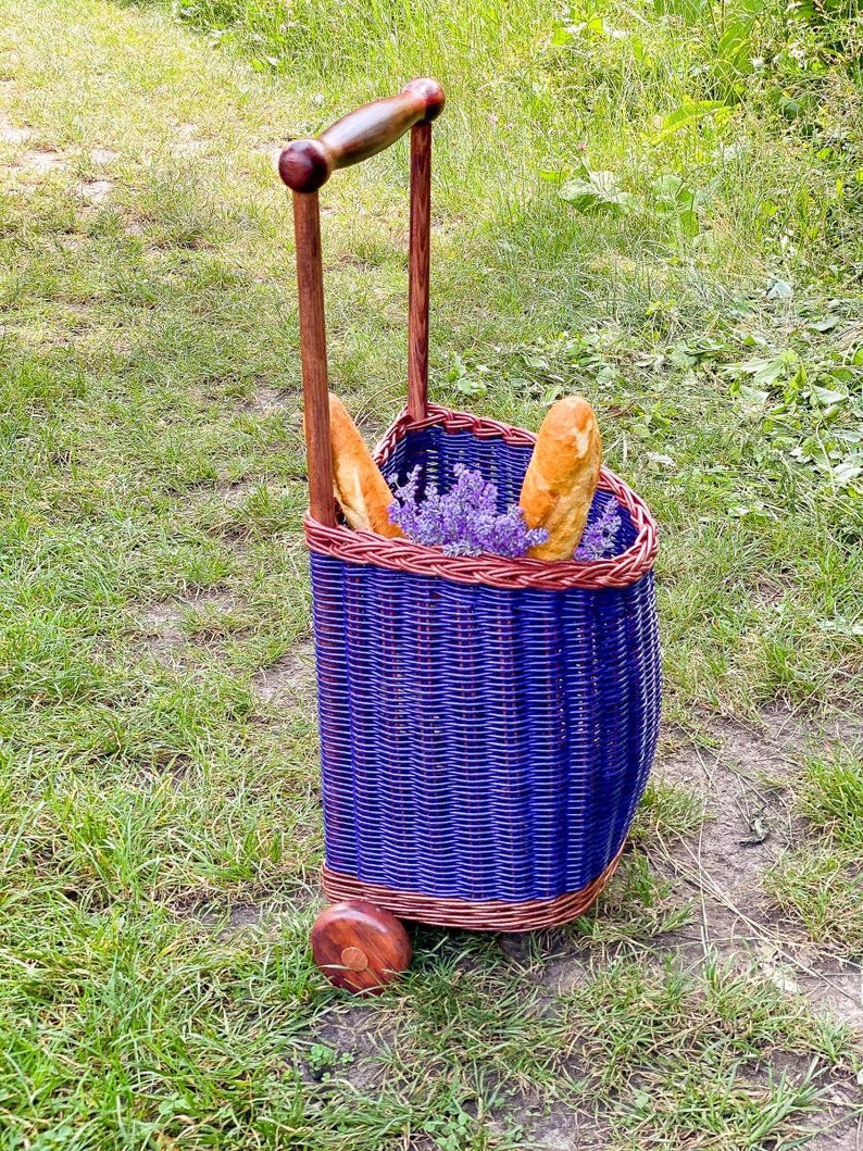 Wicker Trolley Wicker Shopping Trolley Wicker Shopping Cart Etsy