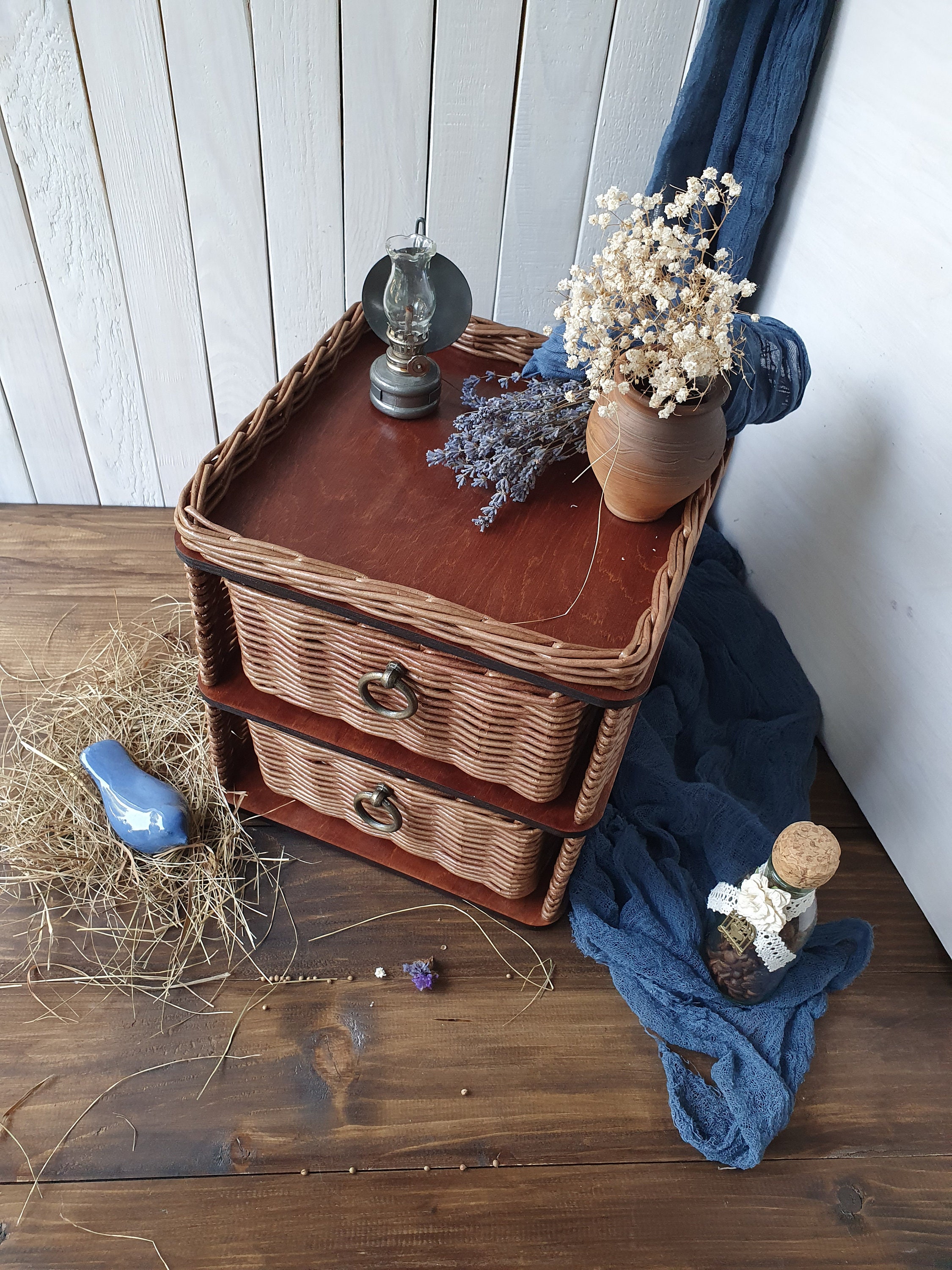 Wicker Storage Chest Chest of Drawers Modern Wicker Furniture Etsy