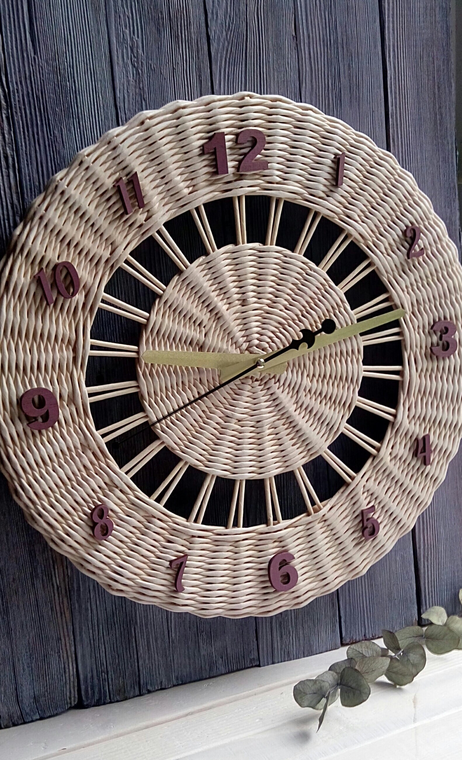 Farmhouse Wicker Wall Clock One Year Anniversary Paper Clock Etsy