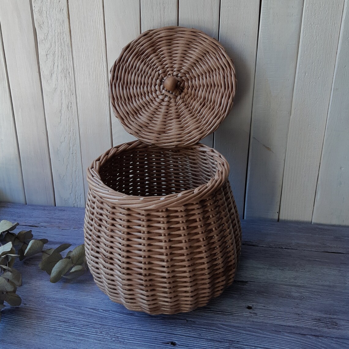 Small wicker basket with lid 6.5 tall wicker container Etsy
