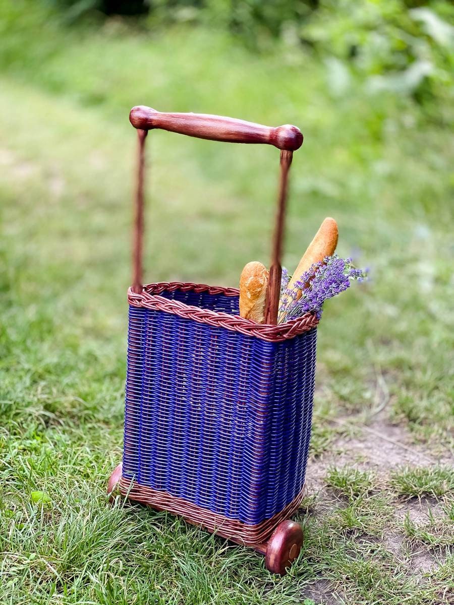 Wicker Trolley Wicker Shopping Trolley Wicker Shopping Cart Etsy