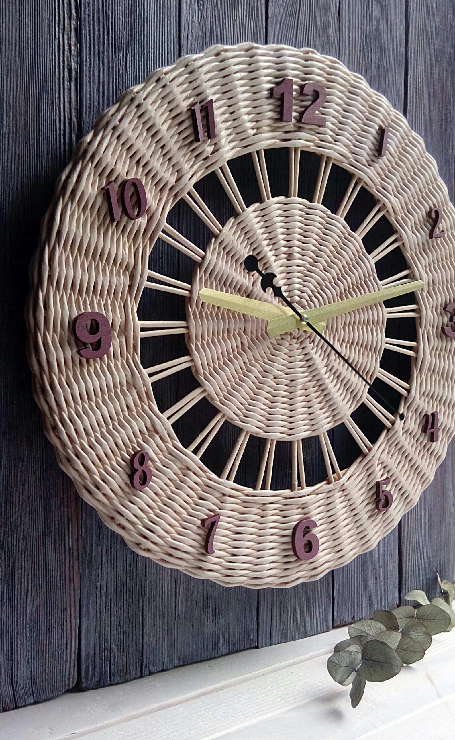 Farmhouse Wicker Wall Clock One Year Anniversary Paper Clock Etsy