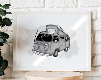 VW Campervan Digital Art Download