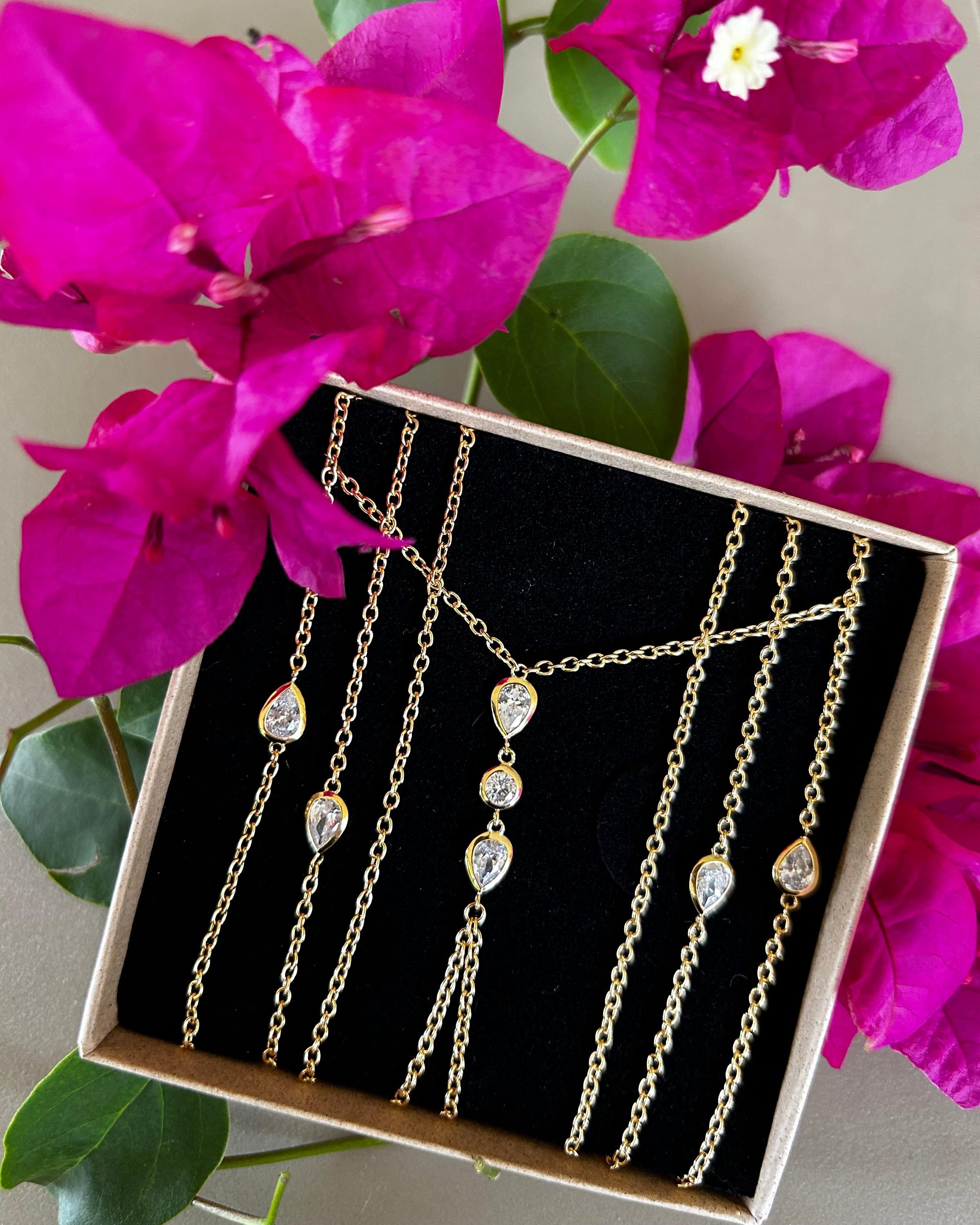 Shiny CZ Body Chain - 18K Gold Plated Body Jewelry - Boho Beach Jewelry for Women - High Quality - Waterproof