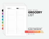 Fillable Grocery List Template, Printable Shopping Checklist (PDF)
