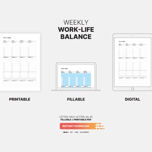Weekly Work-life Balance Planner, Fillable Goal Mapping, Board, Task ...