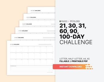 Goal & Habit Tracker, Fillable Printable Template (A5, Letter PDF)