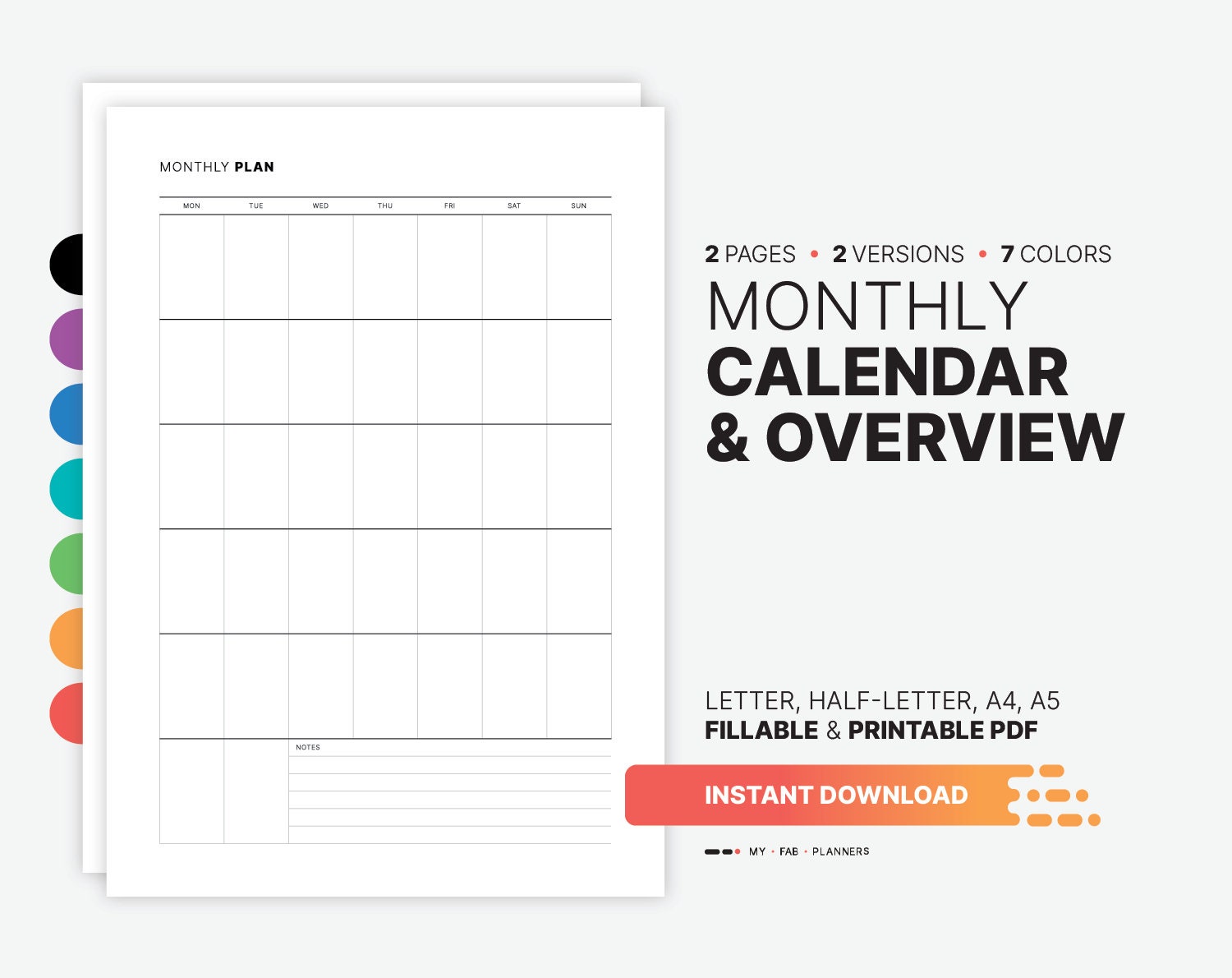 monthly-blank-calendar-overview-planner-undated-fillable-goals-tracker-to-do-task-list-dashboard-digital-month-printable-pdf-template-etsy