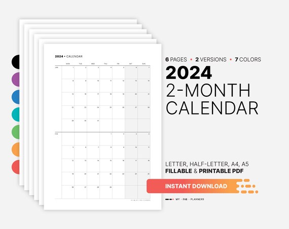 PRINTABLE 2024 Vertical Monthly Overview