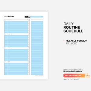 Daily Routine Schedule, Printable Morning, Night Chore Chart, Fillable ...