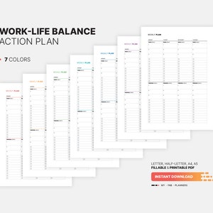 Weekly Work-life Balance & Action Plan, Goal Setting Log, Fillable To ...
