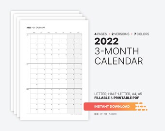 quarterly calendar etsy
