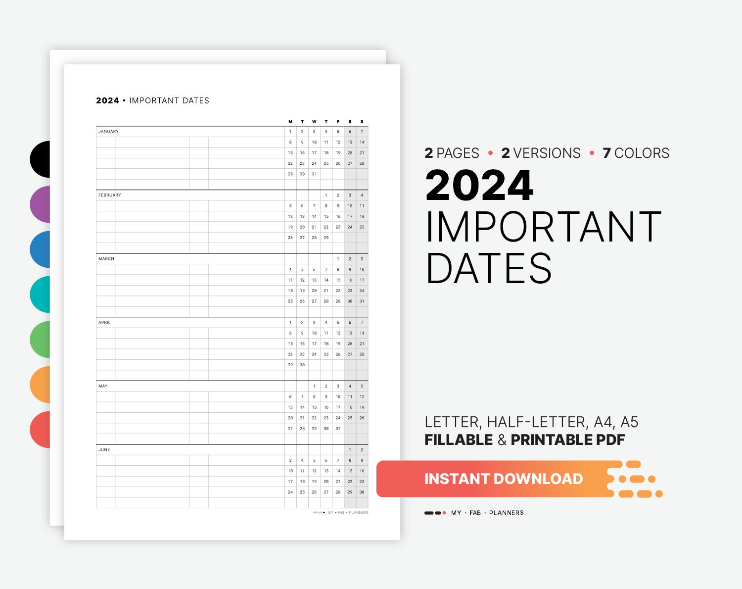 Big Dates Planner - 2024