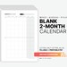 Blank 2-month Calendar Printable Undated Monthly Productivity - Etsy