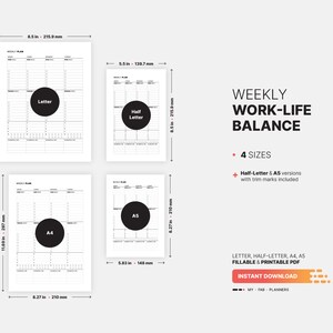 Weekly Work-life Balance Planner, Fillable Goal Mapping, Board, Task ...