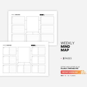 Weekly Mind Map Planner, Printable Vision Board, Fillable Task Action ...