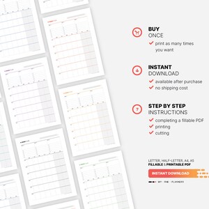 ✔ Buy once and print as many times you want.
✔ Instant download available after purchase and no shipping costs.
✔ Step by step instructions for completing a fillable PDF, printing and cutting My Fab Planners inserts.