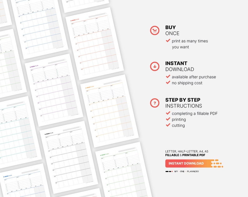 6-week Goal Planner, Fillable Work & Productivity Tracker Calendar ...