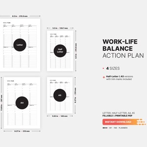 Weekly Work-life Balance & Action Plan, Goal Setting Log, Fillable To ...