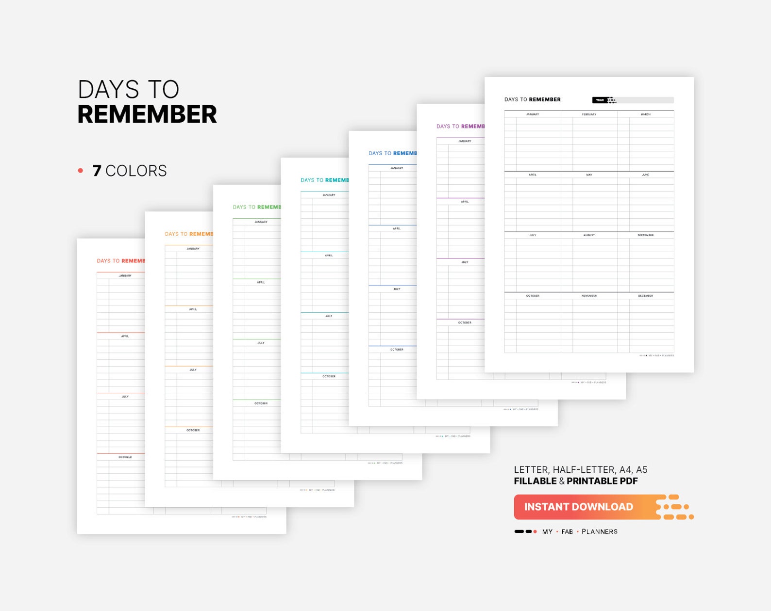 Days to Remember Board, Important Date Planner, Monthly Milestone ...