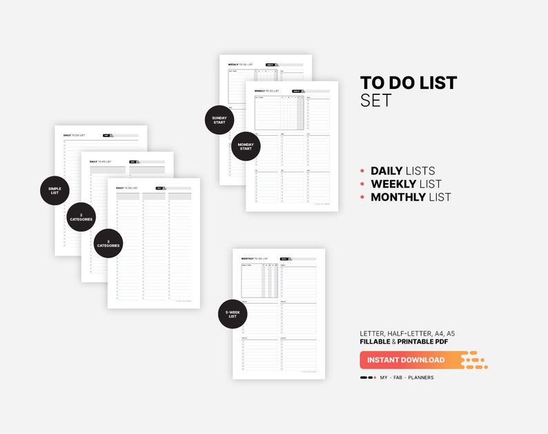 Things to Do List Template, Printable Daily, Weekly, Monthly, Quarterly ...