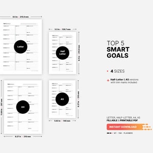 Top 5 SMART Goals With Action Plan, Goal List & Setting Printable ...