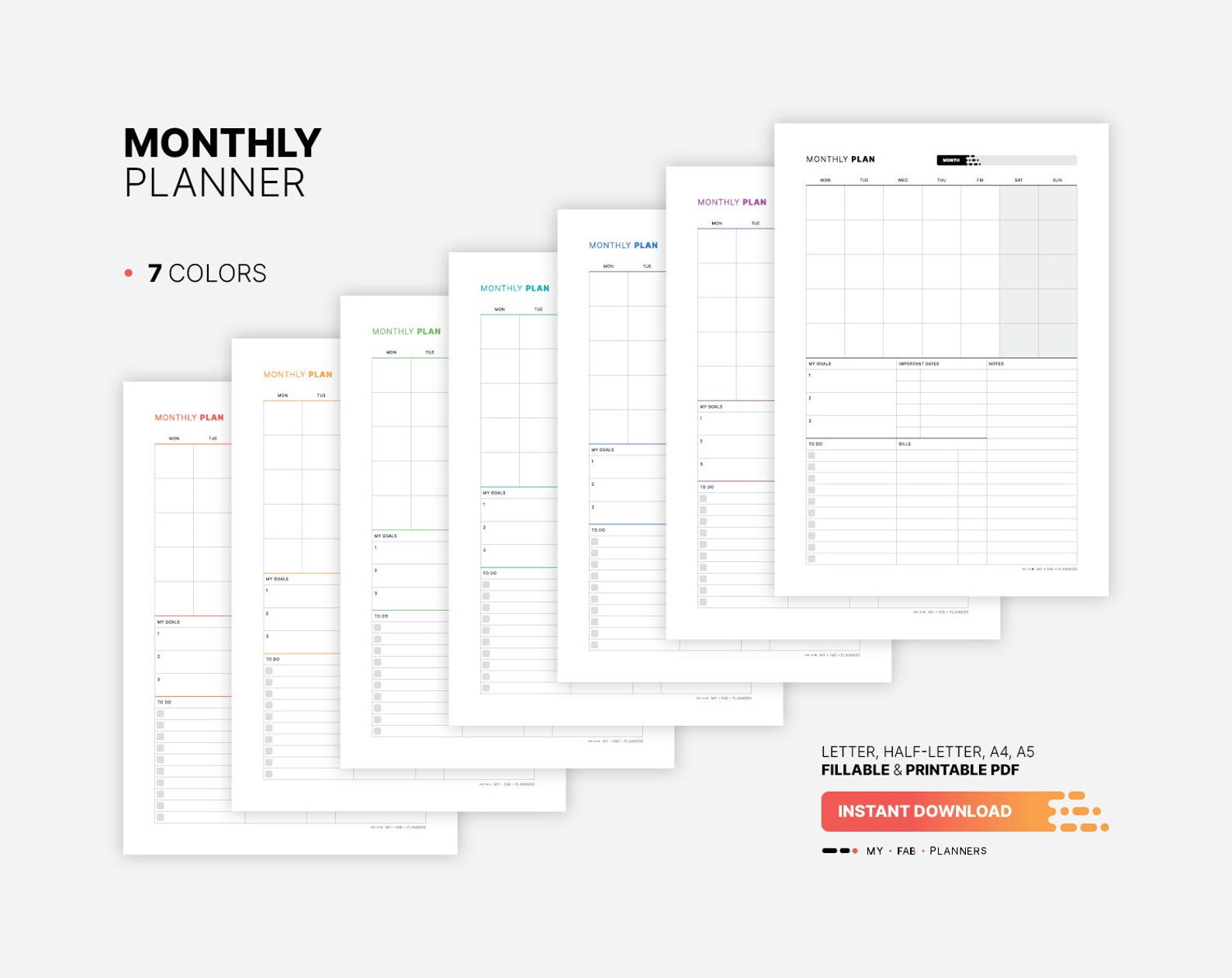 Monthly Planner, Printable to Do List, Fillable Blank Desk Calendar ...