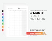 3-Month Fillable Calendar, Quarterly Planner, A4 A5 Letter Size (PDF)
