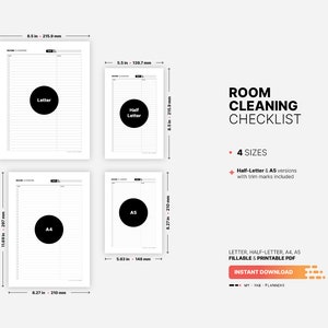 Room Cleaning Template, Printable Home Checklist, Fillable Daily ...