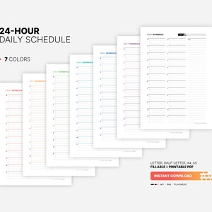 24 Hour Daily Schedule Planner, Undated Fillable Hourly Appointment ...