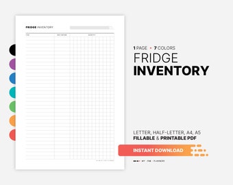 Fridge Inventory Printable, Kitchen Food Storage Organizer (PDF Template)