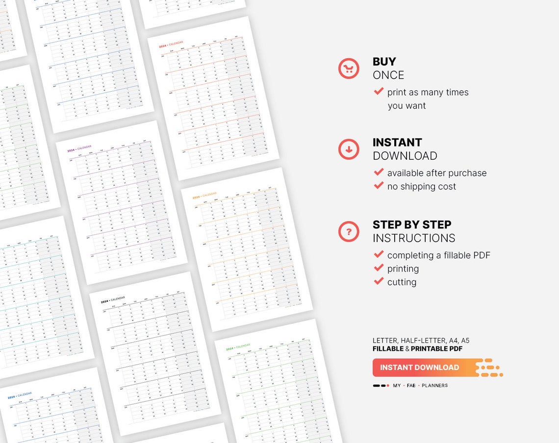 2024 6month Calendar, Printable Family Important Dates Template