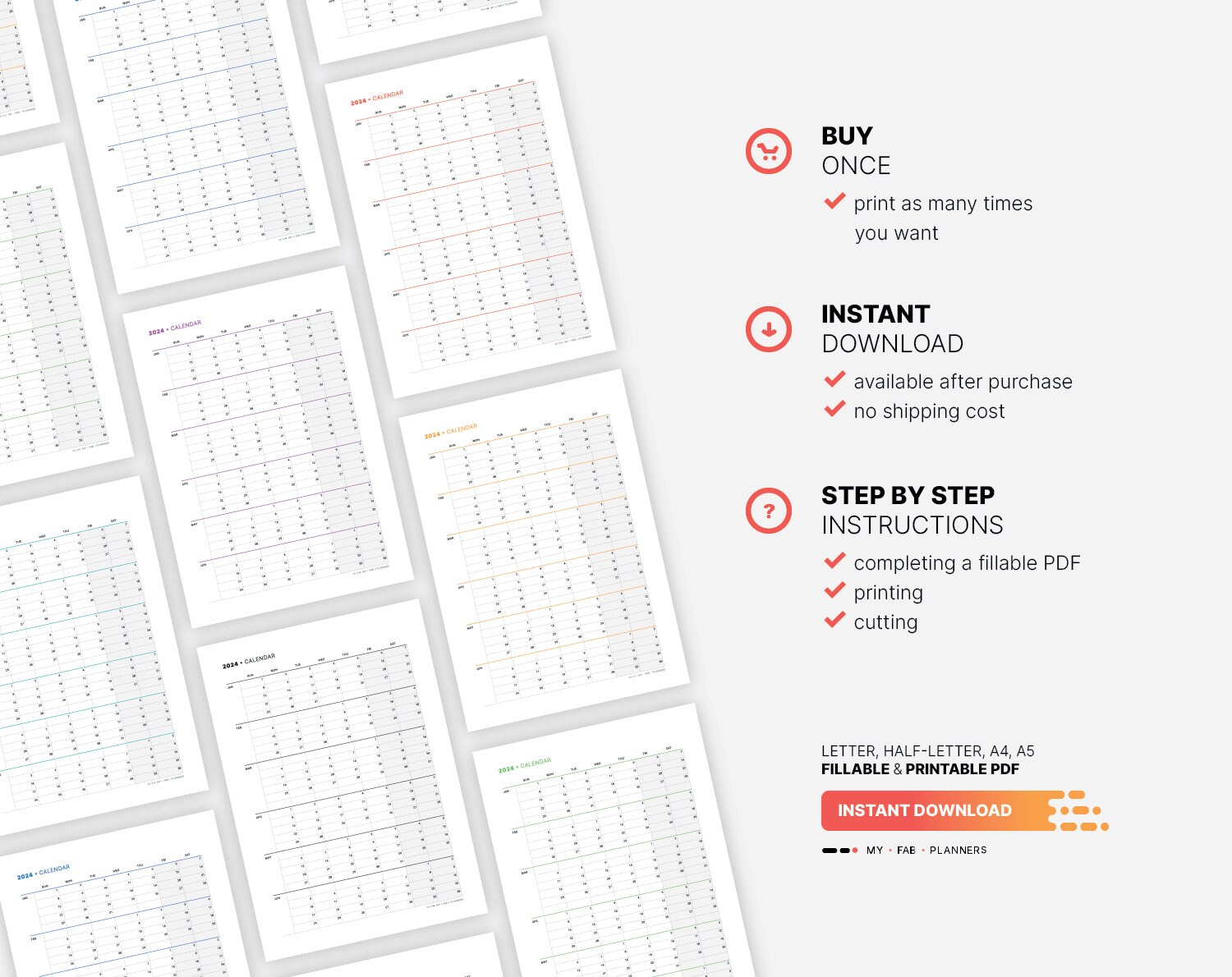 2024 6month Calendar, Printable Family Important Dates Template