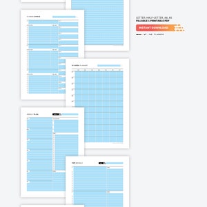Fillable PDF Form Version Included for 12 Week Planner, Vision Board Overview, Productivity Calendar, Daily Fillable Goal Tracker Template, Printable Half-size, Letter, A4, A5 PDF