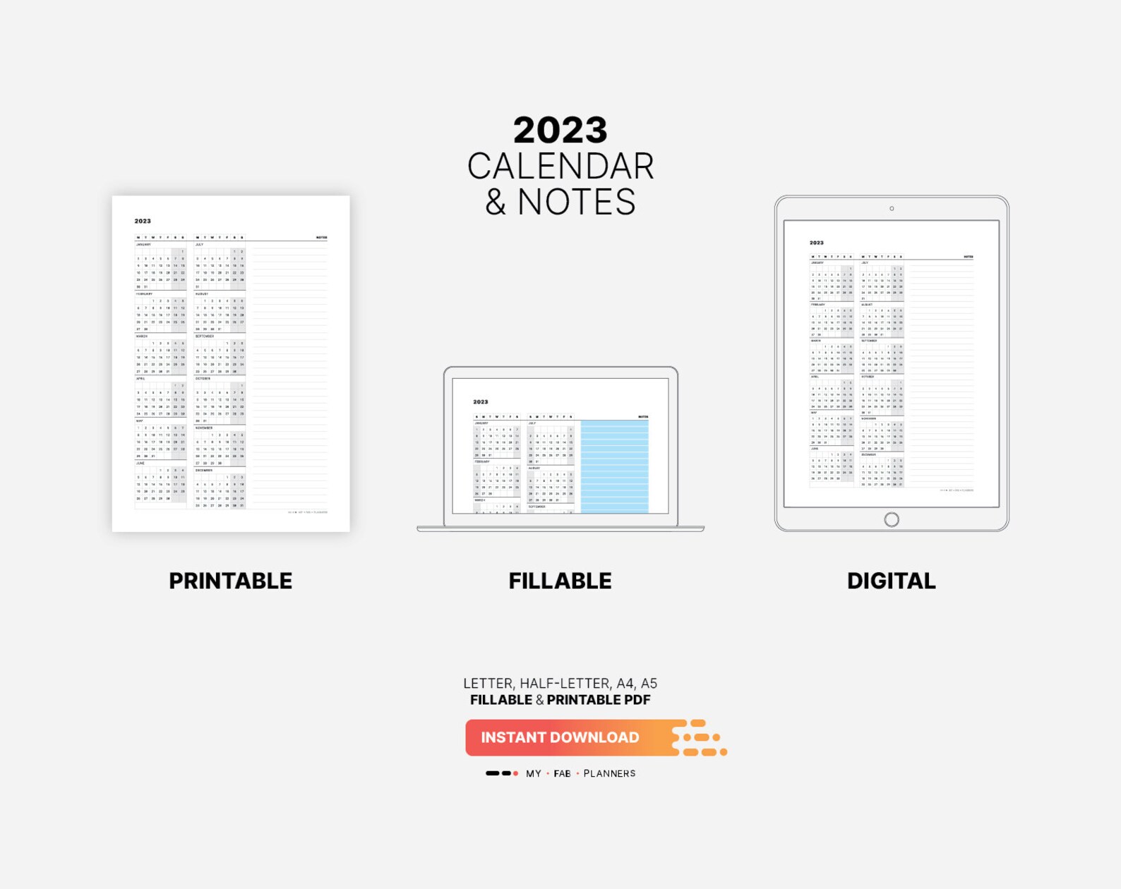 2023-calendar-notes-template-printable-new-year-at-a-glance-etsy