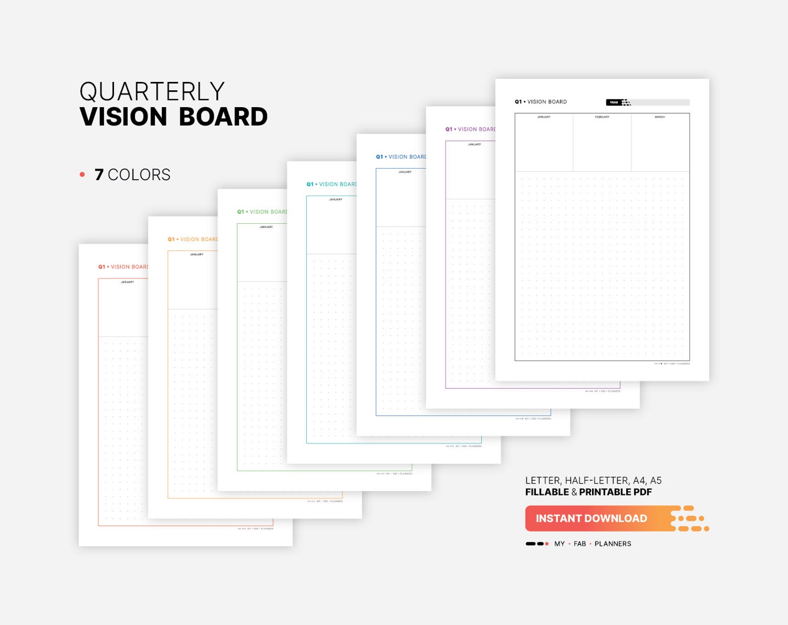 Quarterly Vision Board With 3-month Plan, Fillable Goal Dashboard ...