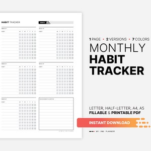 Monthly Habit Tracker, Printable Weekly, Daily Planner, Morning ...