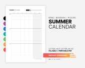 Summer Calendar, Family Fun Planner, Fillable Quarterly Goals (Printable PDF)