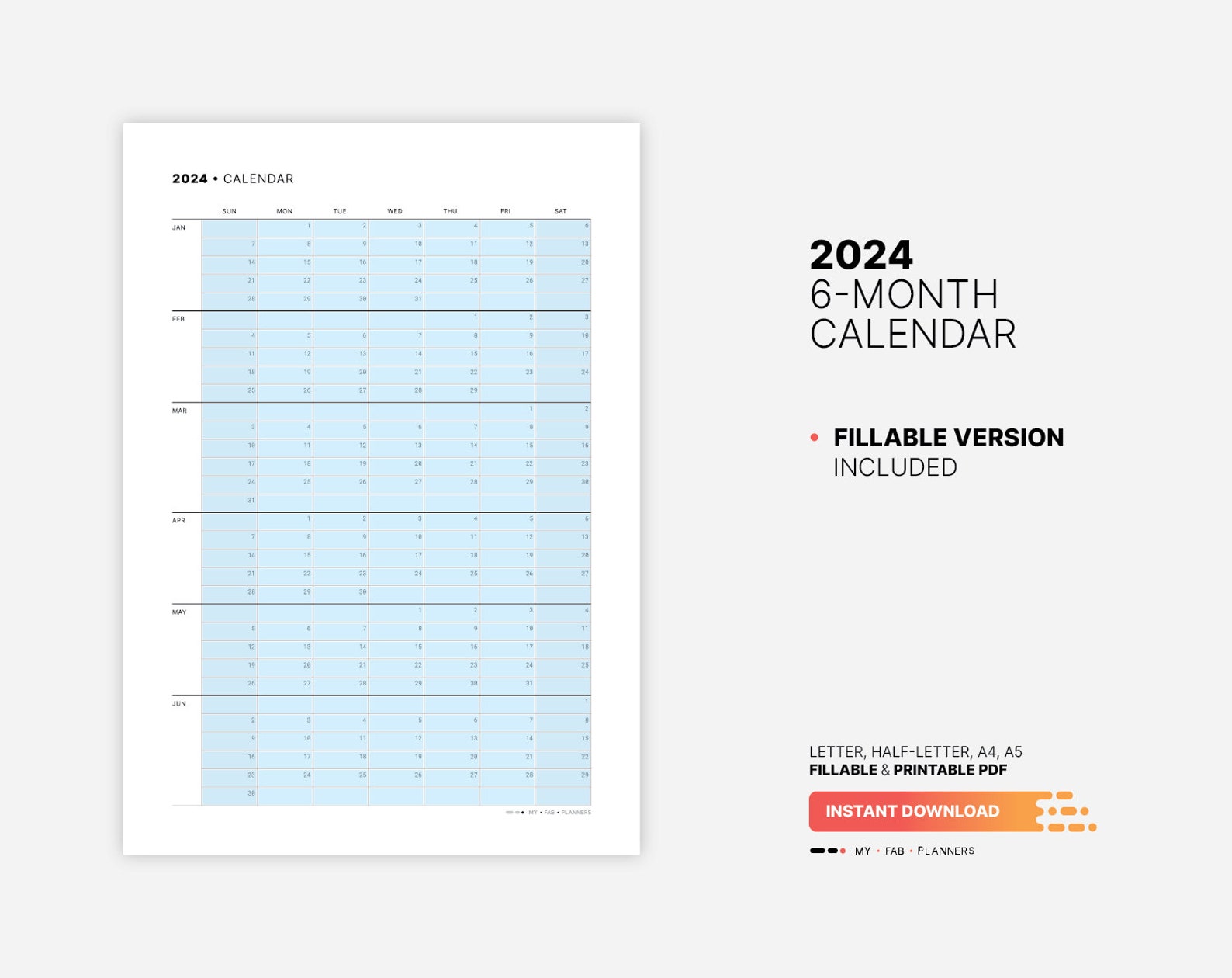 2025 6month Calendar, Printable Family Important Dates Template