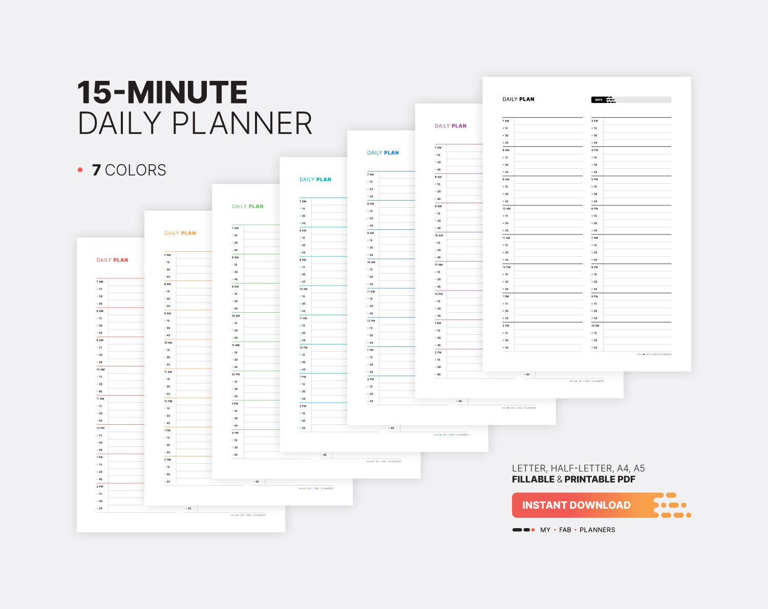 15 Minute Planner Sheet Daily Appointment Schedule & Time Etsy