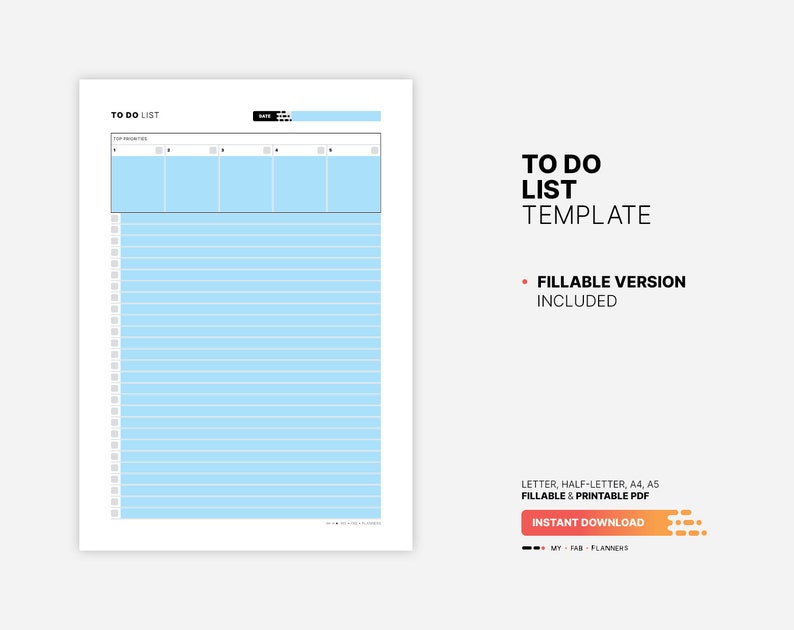 To Do Template.pdf Printable to Do List Template, Fillable Task Tracker (PDF) - Etsy