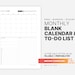 Blank Monthly Calendar & to Do List Undated Month At-a-glance - Etsy