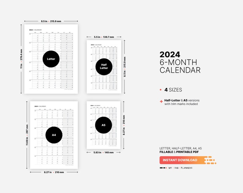 2024-6-month-calendar-printable-family-important-dates-etsy