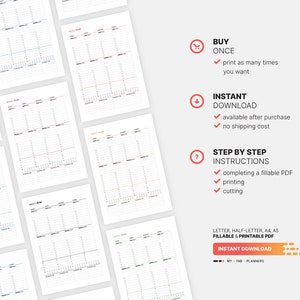 ✔ Buy once and print as many times you want.
✔ Instant download available after purchase and no shipping costs.
✔ Step by step instructions for completing a fillable PDF, printing and cutting My Fab Planners inserts.