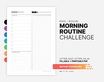 Seguimiento de hábitos de 30 días, lista de verificación de rutina matutina (PDF imprimible)